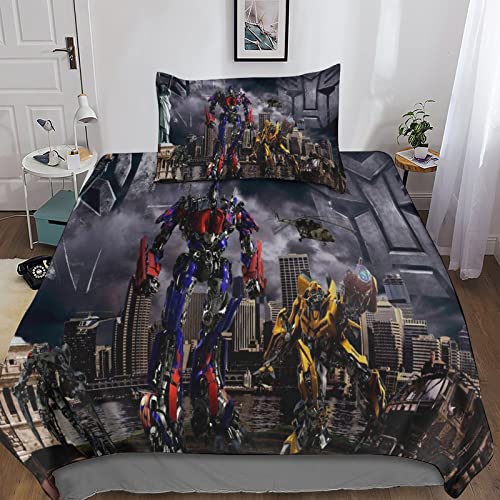 YINGD 3D-Transform-Bettwäsche- Set, Mikrofaser, 2-teilig, Film-Bettwäsche-Set mit Reißverschluss, Kissenbezüge für Erwachsene, Einzelbett, 200 x 200 cm