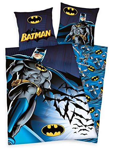 Wild South Shop Batman Bettwäsche DC Comics 80x80 + 135x200cm, 100% Baumwolle, Renforcé mit Reißverschluss