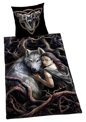 Herding ANNE STOKES Bettwäsche-Set, Wendemotiv, Bettbezug 135 x 200 cm, Kopfkissenbezug 80 x 80 cm, Baumwolle/Renforcé