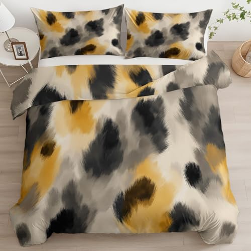 CozyRest Bettwäsche Set Einzelbett Wende Atmungsaktive Bettbezug Set, Gepard Leopard Druck Aquarell Tierdruck Muster, Flauschige Bettbezug mit Reißverschluss und 40x60cm Kissenbezug