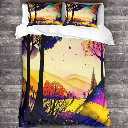 REIPOL Twilight 3D Druck Bettwäsche Weiches Mikrofaser Bettbezug-Set- Für Erwachsene Teenager Kinder 3 Stück Mit Reißverschluss Cartoon Bettbezug-Set Und Kissenbezug King?220x240cm?