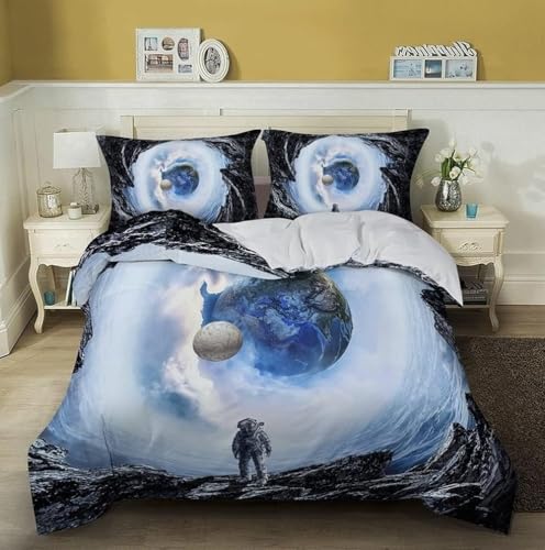 ZJMZF Astronaut Planet Bettbezug-Set 3D Gedruckt Mikrofaser Universum Spaceman Bettwäsche-Set Kinder Junge Bettwäsche (A7,200x200cm+75x50cmx2) ZJMZF Astronaut Planet Bettbezug-Set 3D Gedruckt Mikrofaser Universum Spaceman Bettwäsche-Set Kinder Junge Bettwäsche (A7,200x200cm+75x50cmx2)