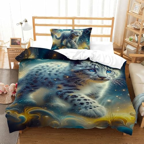 PHQAZWSXE Snow Leopard Cubs 3D Bettwäsche Charming Bettbezug Kinderbettwäsche Mit Kissenbezügen Reißverschluss Für Geschenke Für Jungen Und Mädchen Single?135x200cm? PHQAZWSXE Snow Leopard Cubs 3D Bettwäsche Charming Bettbezug Kinderbettwäsche Mit Kissenbezügen Reißverschluss Für Geschenke Für Jungen Und Mädchen Single?135x200cm?