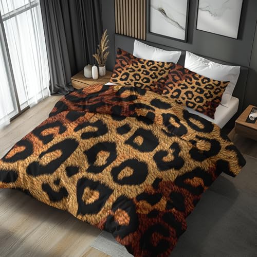 zcwl Leopard Bettwäsche 140x200 2tlg, Braun Schwarz Wendebettwäsche und 1 Kissenbezüge 70x90, Weiche Mikrofaser Bettbezug mit Reißverschluss, Schlafzimmer Deko, Geschenke zcwl Leopard Bettwäsche 140x200 2tlg, Braun Schwarz Wendebettwäsche und 1 Kissenbezüge 70x90, Weiche Mikrofaser Bettbezug mit Reißverschluss, Schlafzimmer Deko, Geschenke