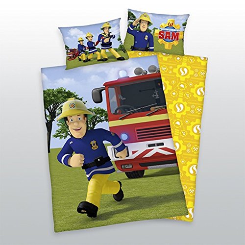 Inaktiv Herding Baby Wende Bettwäsche Feuerwehrmann Sam 40 x 60 und 100 x 135 cm