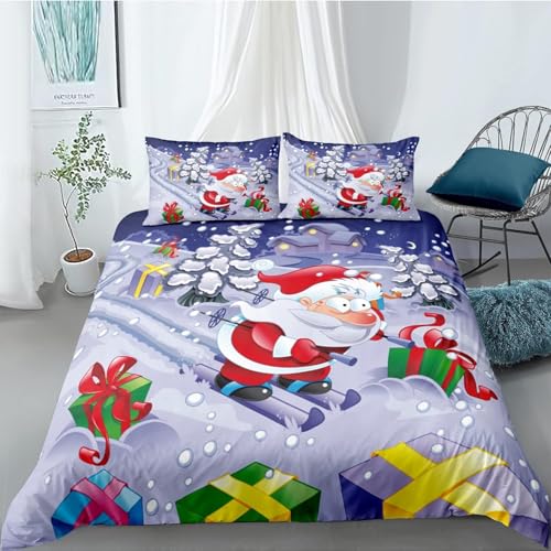 Bettwäsche 3 Teilig 1 Bettbezug 2 80X80Cm Kissenbezug, 3D Weihnachten Druck Microfaser Bettwäsche Set Bettbezüge Set Bettwäsche Set 135X200 cm   Komfortabel Anti Allergie  8388380304