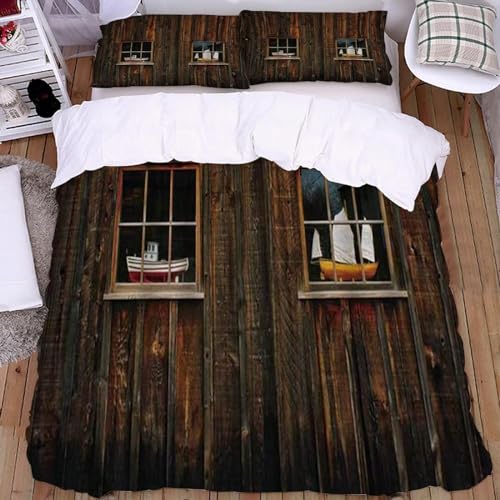 TACOKI Bettwäsche 220x240 Landhaus, 3D Muster Holzbrett Bettwäsche Set Weich Kuschelig Mikrofaser Bettbezug mit Reißverschluss Bettbezüge + 2 Kissenbezug 80x80 cm e1223 TACOKI Bettwäsche 220x240 Landhaus, 3D Muster Holzbrett Bettwäsche Set Weich Kuschelig Mikrofaser Bettbezug mit Reißverschluss Bettbezüge + 2 Kissenbezug 80x80 cm e1223