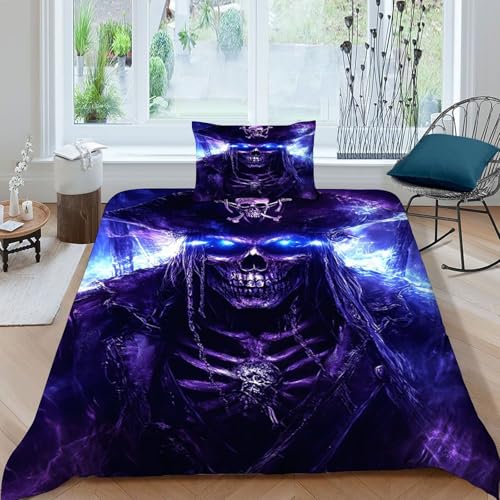 HOGDISAJD Piraten Bettwäsche Weiche Feder Blaue Serie 3D Gedruckt Bettdeckenbezug Mit 1 Kopfkissenbezüge Luxus Bettbezug Set 2teilig Zimmer Dekorative Single?135x200cm?