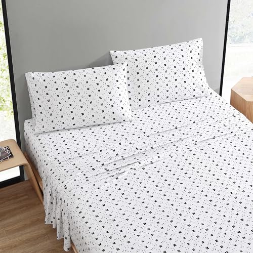 MARIMEKKO Queen-Bettwäsche-Set, hochwertiges Baumwoll-Perkal-Bettwäsc he-Set mit passenden Kissenbezügen, leicht und atmungsaktiv (Kukkaketo Schwarz, Queen)