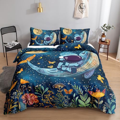 HOSIMA Comfort 3-teiliges Bettwäsche-Set mit Astronaut-Muster, aus 100% Polyester – Weich, Atmungsaktiv und Pflegeleicht, Inkl je Einem Kissenbezug und Einem Bettbezug (Astronaut XS) HOSIMA Comfort 3-teiliges Bettwäsche-Set mit Astronaut-Muster, aus 100% Polyester – Weich, Atmungsaktiv und Pflegeleicht, Inkl je Einem Kissenbezug und Einem Bettbezug (Astronaut XS)