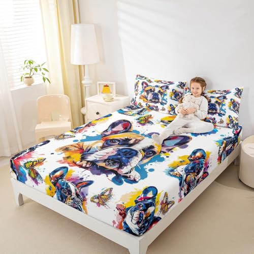 Cartoon Hunde Einbaublatt M 2 Stück,Aquarell Welpen Haustier Bettwäsche Set für Kinder,Rustikale Schmetterling Bauernhaus (kein Top Blatt),Bunte Graffiti Punkte Tiefe Taschenblatt,1 Kissenbezug Cartoon Hunde Einbaublatt M 2 Stück,Aquarell Welpen Haustier Bettwäsche Set für Kinder,Rustikale Schmetterling Bauernhaus (kein Top Blatt),Bunte Graffiti Punkte Tiefe Taschenblatt,1 Kissenbezug