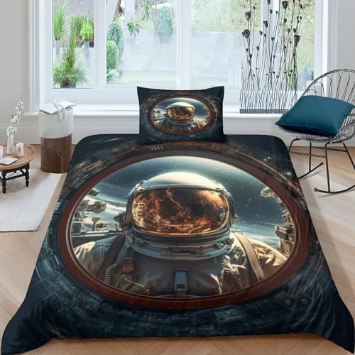 CRJUS Neugieriger Astronaut 3D Gedruckter Mecha-Stil Für Kinder Bettwäschegarnitur Bettbezug Set Und Kissenbezüge Reissverschluss Weich Microfaser Bettwäsche 2 Teilig Single?135x200cm? CRJUS Neugieriger Astronaut 3D Gedruckter Mecha-Stil Für Kinder Bettwäschegarnitur Bettbezug Set Und Kissenbezüge Reissverschluss Weich Microfaser Bettwäsche 2 Teilig Single?135x200cm?