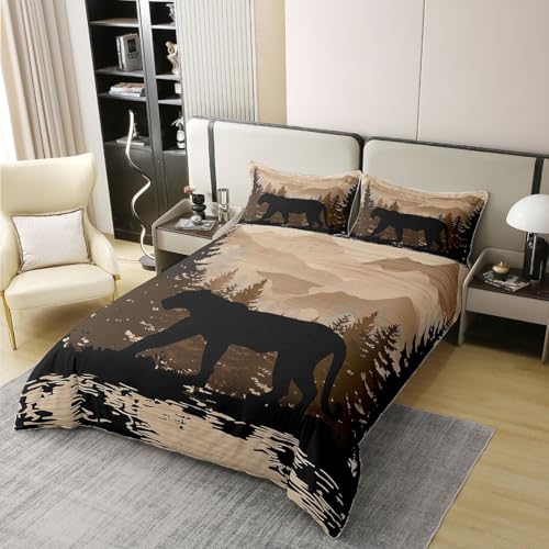 Homemissing Leopard 100% Baumwolle Bettwäsche Set 135x200cm Wildtiere Betten Atmungsaktiv Bergbaum Bettwäsche-Set Bettbezug mit 1 Kissenbezug