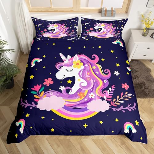 Homemissing Magisches Einhorn Bettwäsche Set 135x200cm Für Kinder Jungen Mädchen Frauen Regenbogen Einhorn Betten Blumen Stern Drucken Bettbezug Homemissing Magisches Einhorn Bettwäsche Set 135x200cm Für Kinder Jungen Mädchen Frauen Regenbogen Einhorn Betten Blumen Stern Drucken Bettbezug