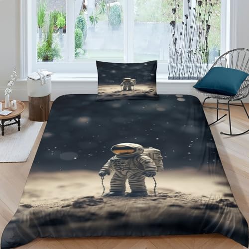 ITOMEN Astronaut 3D Gedruckter Weltraum Bettbezug Set Für Kinder Mädchen Jungen Bettwäschegarnitur Und Kissenbezüge Bettwäsche Reissverschluss Weich Microfaser 2 Teilig Single?135x200cm? ITOMEN Astronaut 3D Gedruckter Weltraum Bettbezug Set Für Kinder Mädchen Jungen Bettwäschegarnitur Und Kissenbezüge Bettwäsche Reissverschluss Weich Microfaser 2 Teilig Single?135x200cm?