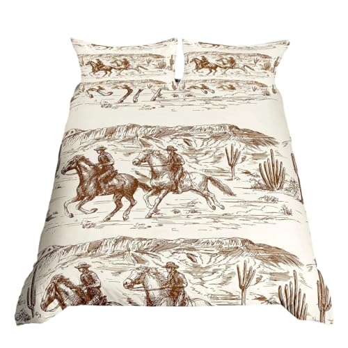Homewish Cowboy-Doppel-Bettwäsche -Set für Teenager und Erwachsene, Westernpferd, Bettbezug für Jungen und Mädchen, Retro-Landhaus-Thema, Bettbezug-Set, Vintage-Skizzen-Stil, Bettwäsche-Sets mit 2 Homewish Cowboy-Doppel-Bettwäsche -Set für Teenager und Erwachsene, Westernpferd, Bettbezug für Jungen und Mädchen, Retro-Landhaus-Thema, Bettbezug-Set, Vintage-Skizzen-Stil, Bettwäsche-Sets mit 2