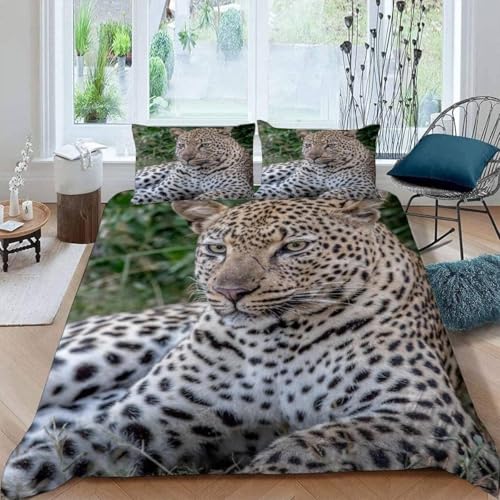 Leopard Bettwäsche 155x220 3D Drucken Wildtiere Bettwäsche-Sets Weiche Kuschelig Mikrofaser Bettbezug mit 2 Kissenbezüge 80x80 cm mit Reißverschluss b.1498 Leopard Bettwäsche 155x220 3D Drucken Wildtiere Bettwäsche-Sets Weiche Kuschelig Mikrofaser Bettbezug mit 2 Kissenbezüge 80x80 cm mit Reißverschluss b.1498