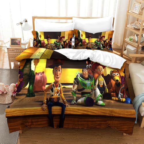 QRWEW Toy Story Bettbezug-Set Bedrucktes Weiches Mikrofaser-Bettwäsche-Se t Für Erwachsene Teenager Kinder 3 Stück Mit Reißverschluss Für Heimtextilien King?220x240cm?