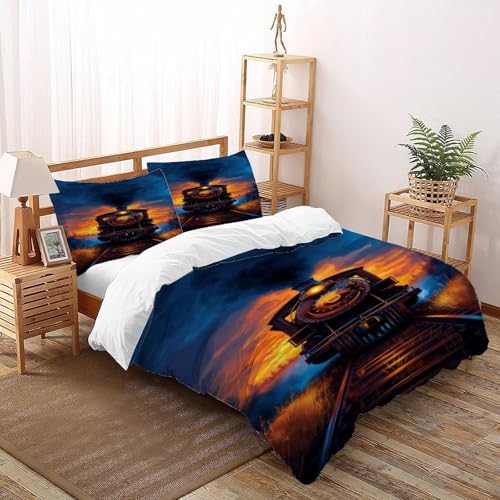 DICVXST 3D Gedruckt Twilight Express Bettwäsche Set Junge Mädchen Band Bettwäsche 3er Set Microfaser Kissenbezüge Mit Reißverschluss Super King?260x220cm?