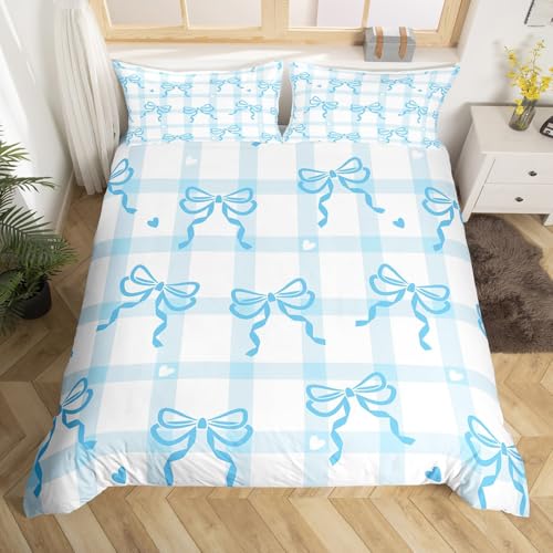 Homewish Bowknot Bettwäsche 135x200cm Blue Bowknot bettbezug Set für Jugendliche Kinder, Mädchen Bow Krawatte Schecked Grid Bettwäscheset Ästhetische Kokette bettset Mikrofaser raumdekor Homewish Bowknot Bettwäsche 135x200cm Blue Bowknot bettbezug Set für Jugendliche Kinder, Mädchen Bow Krawatte Schecked Grid Bettwäscheset Ästhetische Kokette bettset Mikrofaser raumdekor