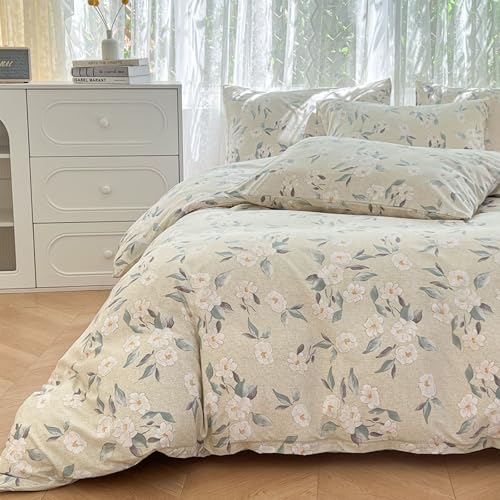 VOGIAY Bettwäsche 135x200 Blumen Grün Aesthetic Bettwäsche aus Microfaser, ÖKO-TEX Bettwäsche Set - Bettbezug und 1 Kissenbezug 80x80 cm mit Reißverschluss