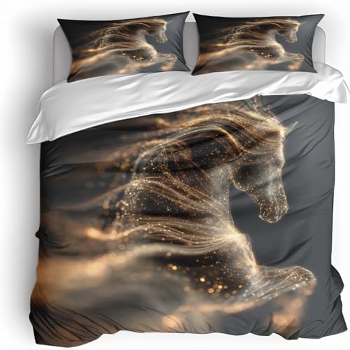 Leuchtendes Pferd Bettwäsche 135X200Cm Kinder Junge Mädchen 3D Effekt Bettbezug Jugendliche Bettwäsche-Set Mikrofaser Bettbezug Mit Reißverschluss Und 2 Kissenbezug 80X80Cm Leuchtendes Pferd Bettwäsche 135X200Cm Kinder Junge Mädchen 3D Effekt Bettbezug Jugendliche Bettwäsche-Set Mikrofaser Bettbezug Mit Reißverschluss Und 2 Kissenbezug 80X80Cm