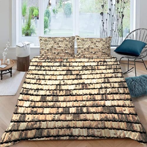 TACOKI Bettwäsche 155x220 Retro, 3D Muster Landhausstil Bettwäsche Set Weich Kuschelig Mikrofaser Bettbezug mit Reißverschluss Bettbezüge + 2 Kissenbezug 80x80 cm c8835