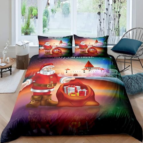 Bettwäsche Set Für Kinder Jungen Mädchen 3D Weihnachten Bettbezug 3 Stück Betten Set Weiche Atmungsaktive Mikrofaser Raumdekor Bettwäsche - Für Einzel- Und Doppelbetten 155X220 cm -18859380178504