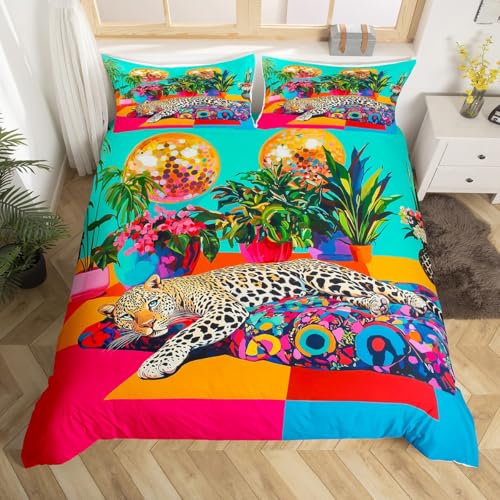 Homemissing Leopard Bettwäsche Set 135x200cm Jungen Mädchen Gepard Bettbezug atmungsaktive weiche Boho Hippie Betten Retro exotische Schlafzimmerdekoration Homemissing Leopard Bettwäsche Set 135x200cm Jungen Mädchen Gepard Bettbezug atmungsaktive weiche Boho Hippie Betten Retro exotische Schlafzimmerdekoration