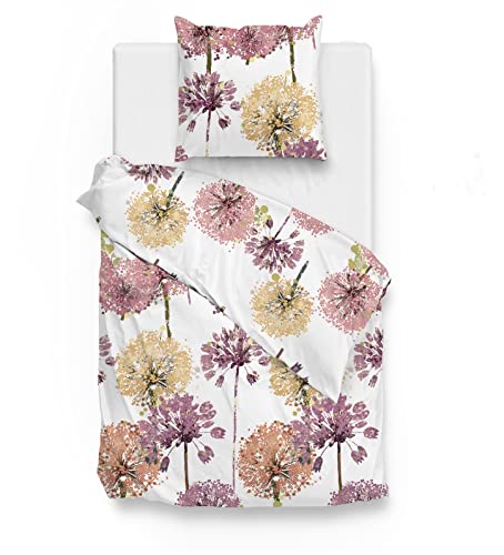 ZO! HOME Cotton Bettwäsche 155x220 Maaike pink Pusteblume lachs rosa weiß