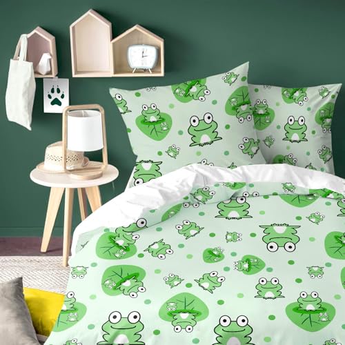 Yasida Frosch GrüNe BettwäSche Mint 135X200 Jungen Cartoon-Tier Mit Lotosblatt GrüN Augenschutz FüR Kinder Und Teenager Mikrofaser BettwäSche 135x200cm 2er Set Mit 1 Kissenbezug 80x80 cm Yasida Frosch GrüNe BettwäSche Mint 135X200 Jungen Cartoon-Tier Mit Lotosblatt GrüN Augenschutz FüR Kinder Und Teenager Mikrofaser BettwäSche 135x200cm 2er Set Mit 1 Kissenbezug 80x80 cm