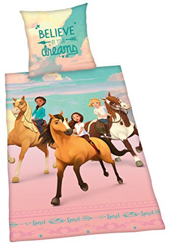 Herding SPIRIT Bettwäsche-Set, Wendemotiv, Bettbezug 135 x 200 cm, Kopfkissenbezug 80 x 80 cm, Baumwolle/Renforcé, Pink