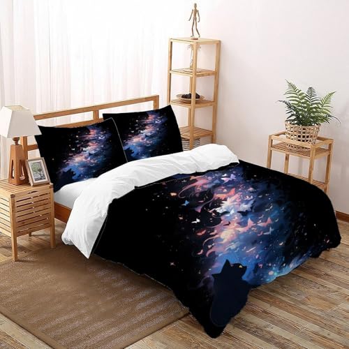 COVDKIDF Pink Schmetterling Bettwäsche Set 3-teilig Galaktisches System Mit Kissenbezug Betten Für Jungen Und Mädchen,Kinder Double?200x200cm?