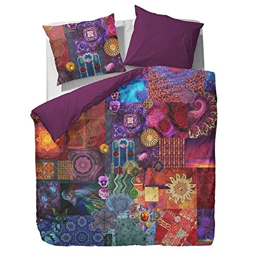 ESSENZA Bettwäsche Delhi Purple Lila Mandala Patchwork Satin, Größe:200 cm x 200 cm