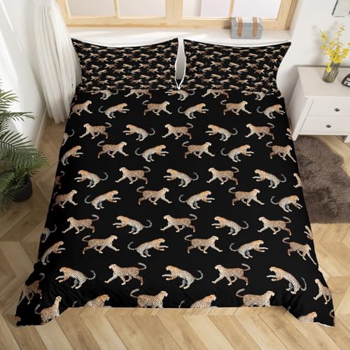 Homemissing Leopard Bettwäsche Set 135x200cm Gepard Druck Bettbezug Set für Jungen Mädchen Schwarz Bettwäsche-Set Tier Schlafzimmer Dekor mit 1 Kissenbezug Homemissing Leopard Bettwäsche Set 135x200cm Gepard Druck Bettbezug Set für Jungen Mädchen Schwarz Bettwäsche-Set Tier Schlafzimmer Dekor mit 1 Kissenbezug
