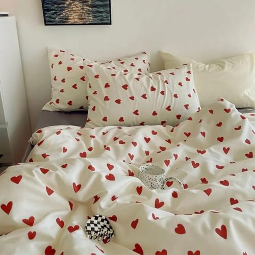 AShanlan Bettwäsche 135x200 Mädchen Rot Weiß Herzen Kinder Bettwäsche Set Microfaser Herzchen Bettbezug und Kissenbezug 80x80 cm mit Reißverschluss AShanlan Bettwäsche 135x200 Mädchen Rot Weiß Herzen Kinder Bettwäsche Set Microfaser Herzchen Bettbezug und Kissenbezug 80x80 cm mit Reißverschluss
