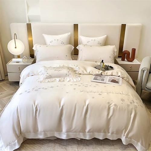 Bettwäsche-Set aus Reiner Seide, bestickter Luxus-Bettbezug, Einzel-Doppel-Kingsize-Be tt, Paar-Quilt-Set