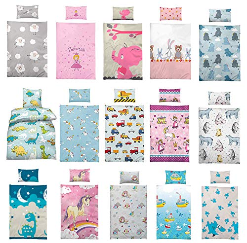 Kinder Bettwäsche 100 x 135 cm + Kissen 40 x 60 cm 100% Baumwolle, mit verschiedenen Motiven - Kinderbettwäsche-Set, Babybettwäsche, Süsse Monster