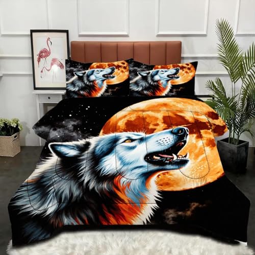 Gumntun Bettdecke 200×200 cm Wolfsblume Schmetterling, Geruchlose Mikrofaser Füllung Bettwäsche, Ganzjahres Flauschig Maschinenwaschbar Steppdecke für Erwachsene mit 2 Kissenbezüge_B5333