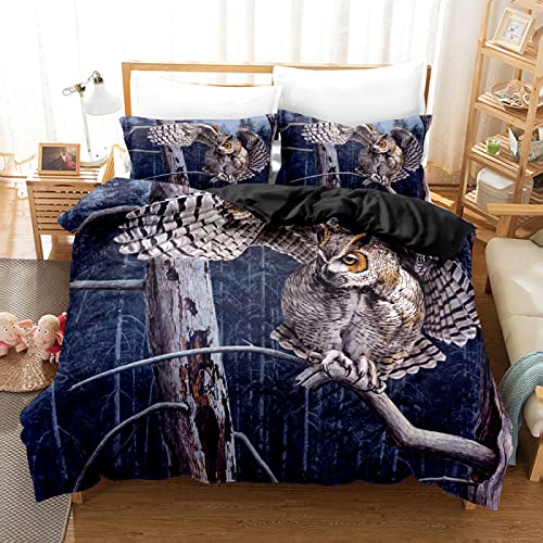 YYZBS BettwäSche 200x220 Eule auf Baum Hypoallergener Bettbezug Aus Mikrofaser?BettwäSche-Se t Mit ReißVerschluss ?200x220cm Und 2 Kissenbezug 80x80?Geeignet FüR Erwachsene Und Kinder