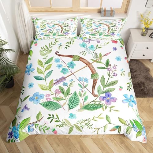 SJSXWQN Bettwäsche 200x220 Pfeil Und Bogen Bettwäsche-Set mit Reißverschluss Schließung für Erwachsene Kinder Weicher Atmungsaktive Mikrofaser Bettbezug + 2 Kopfkissenbezug 80x80 cm