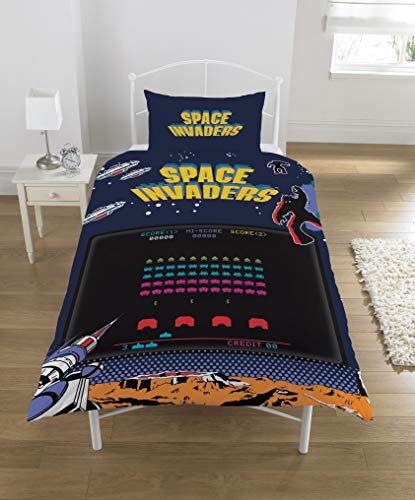 Space Invaders Bettwäsche-Set, Polycotton, Mehrfarbig, Einzelbett