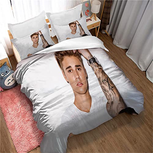 Bettwäsche Winterbettbezug Mit 2 Kissenbezügen 50 X 75 cm Weiche Justin Bieber Sängerin Winterbettwäsche-Sets Mikrofaser Für Hotels Familien (Bild 04,135 x 200 cm)