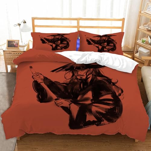 Duosm Bettwäsche 155x220 Kampfkünste 3D, Weiche Atmungsaktiv Mikrofaser Bettzeug Set Rot und Weinrot Bettwäsche-Sets, Bettbezug und 2 Kissenbezug 80x80 cm