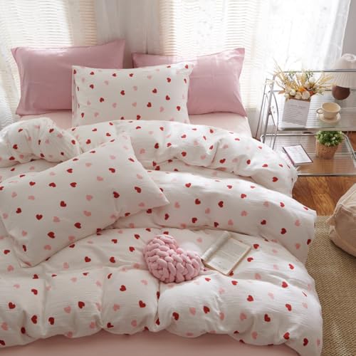 Lanqinglv Bettwäsche 135x200 cm Mädchen Weiß Rosa Rot Herzen Microfaser Bettwäsche Set Bettbezug mit Reißverschluss und 1 Kissenbezug 80x80 cm,ÖkoTex Zertifiziert & für Allergiker Geeignet Lanqinglv Bettwäsche 135x200 cm Mädchen Weiß Rosa Rot Herzen Microfaser Bettwäsche Set Bettbezug mit Reißverschluss und 1 Kissenbezug 80x80 cm,ÖkoTex Zertifiziert & für Allergiker Geeignet
