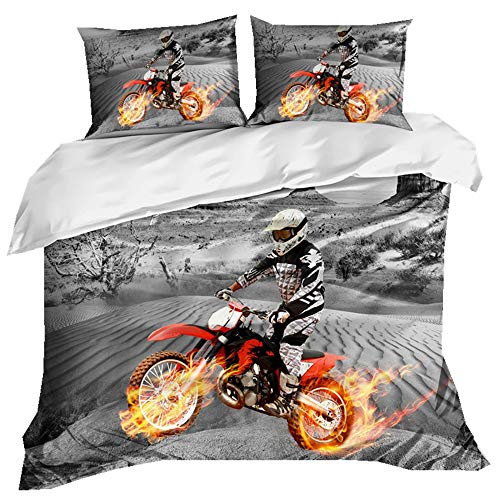 Stillshine Bettwäsche Einzelbett 135x200 3D Urban Harley Formelrennen Geländemotorrad Wüstenrennende Flamme Mehrfarbig Bettbezug und Kissenbezug Student Teenager Junge Mädchen Stillshine Bettwäsche Einzelbett 135x200 3D Urban Harley Formelrennen Geländemotorrad Wüstenrennende Flamme Mehrfarbig Bettbezug und Kissenbezug Student Teenager Junge Mädchen