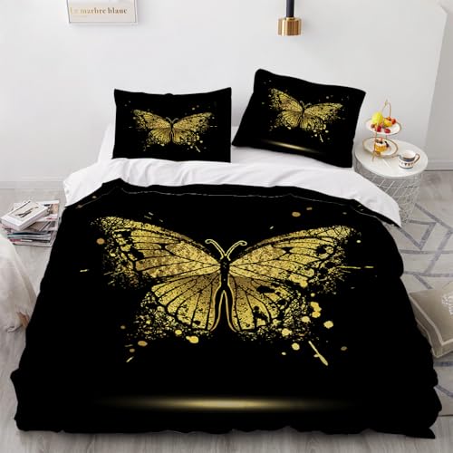HABEAT 3D BettwäSche Schmetterling 135x200cm 4teilig Schmetterling BettwäSche Set mit Reißverschluss Sommer Weich Mikrofaser Winter Warm Bettbezüge mit 2 Kissenbezüge 80x80 cm?Stil 5-5?