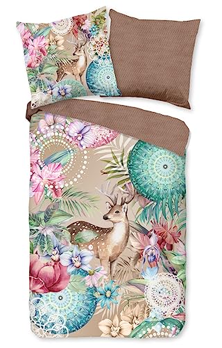 Hip Biber Bettwäsche HEBE 155 cm x 220 cm braun-beige