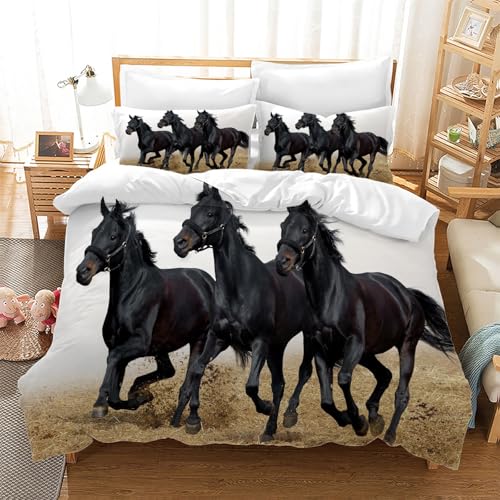 BSYYZQC Bettwäsche 140x200 3teilig Pferd Mikrofaser Bettbezug Tier Bettwäsche-Sets mit 2 Kissenbezüge 80x80cm, Wendebettwäsche Bedding mit Reißverschluss BSYYZQC Bettwäsche 140x200 3teilig Pferd Mikrofaser Bettbezug Tier Bettwäsche-Sets mit 2 Kissenbezüge 80x80cm, Wendebettwäsche Bedding mit Reißverschluss