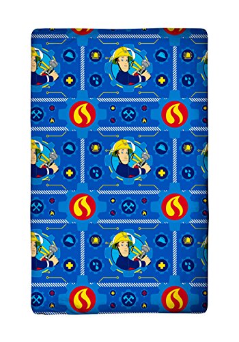 Spannbettlaken Feuerwehrmann Sam Alarm 90/100 cm x 190/200 cm 100% Baumwolle Fireman Sam Sam Tân Pontypandy Jupiter Feuerwehr Helfer Retter Spannlaken Bettlaken Laken Spann-Betttuch zur Bettwäsche